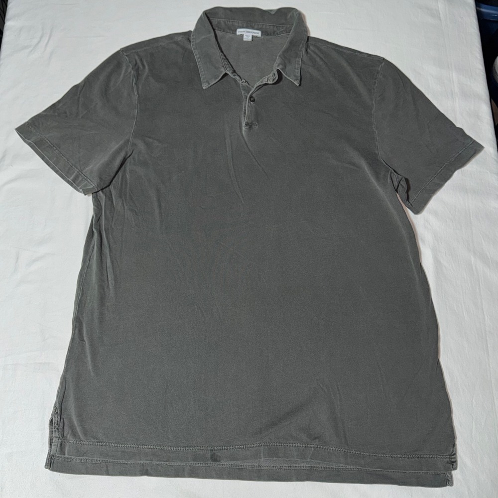 Standard James Perse Mens Gray Short Sleeve Polo Shirt Size 4 Made in USA READ!*
